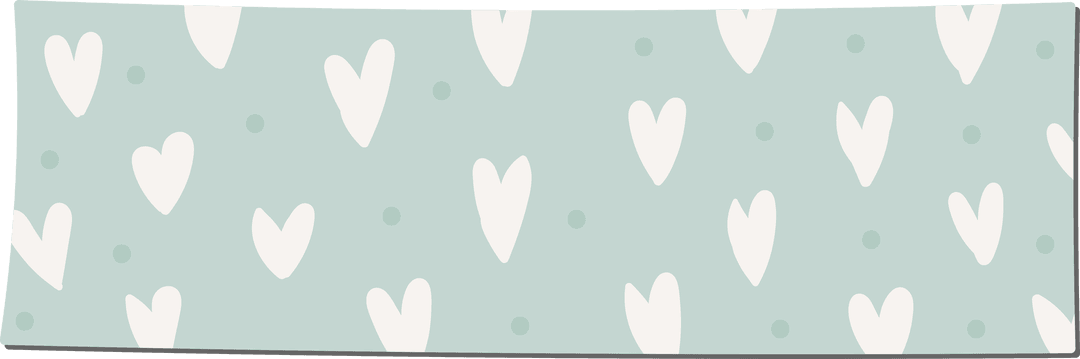 Charming Blue White Pattern on Transparent Background with Heart Motif
