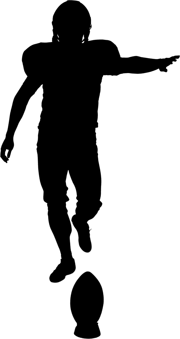 American Football Player Silhouette with Transparent Background