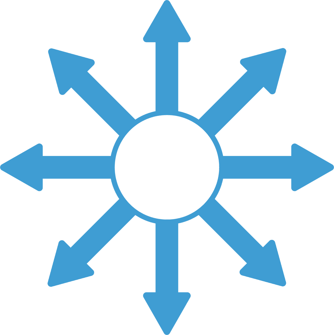 Blue Arrow Icon Symbolizing Diverse Directions on Transparent Background