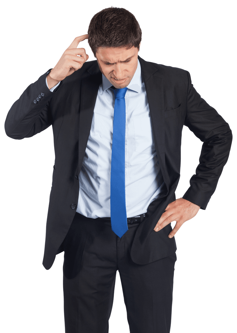 Confused Businessman Scratching Head Transparent Background