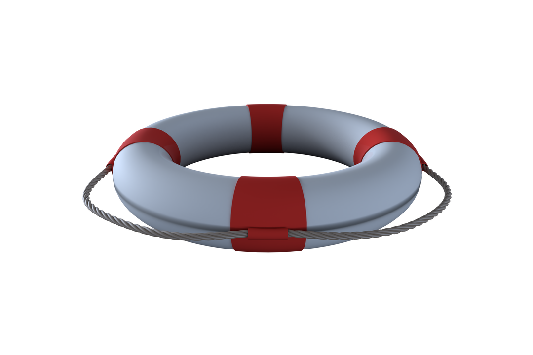 Transparent Graphic Image of Lifebuoy with Rope Adorned with Red Stripes  - Download Free Stock Images Pikwizard.com