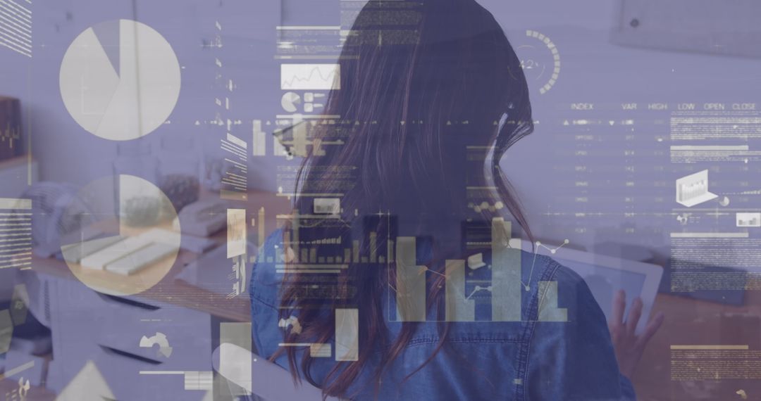 Businesswoman Analyzing Digital Data with Augmented Interface