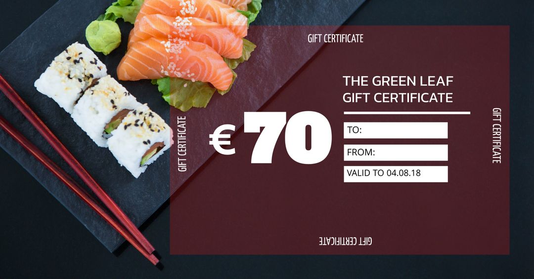 Elegant Sushi Gift Certificate for Culinary Enthusiasts - Download Free Stock Templates Pikwizard.com