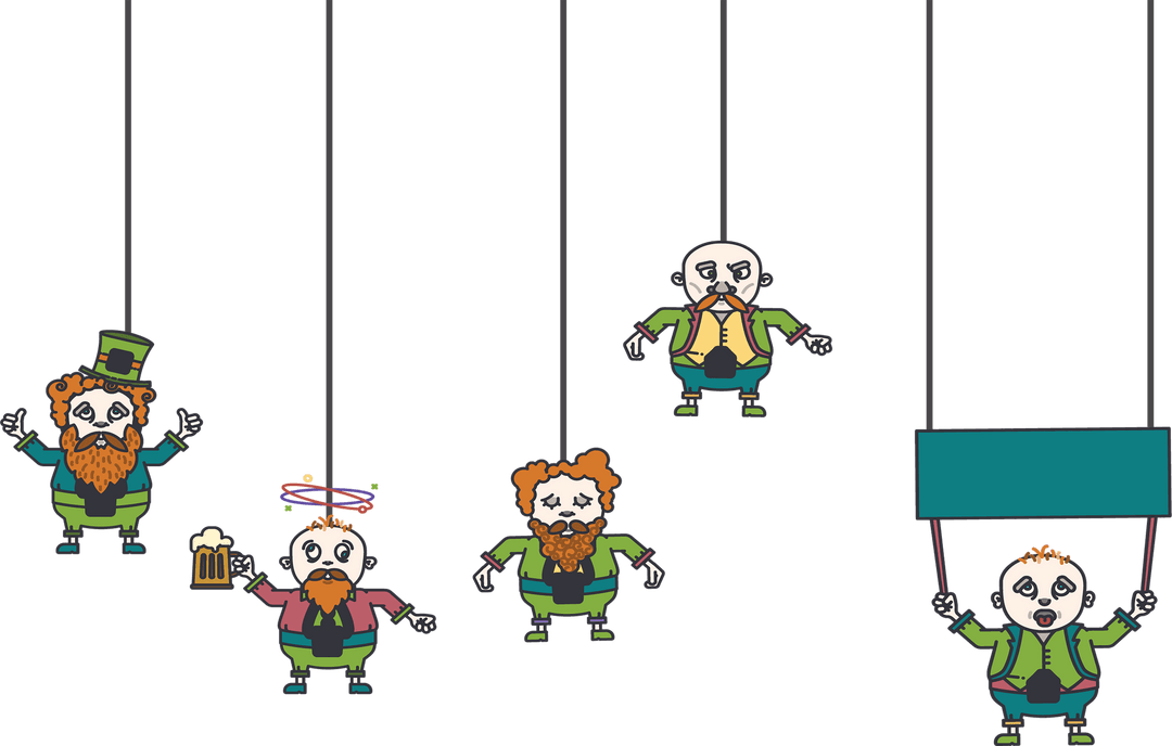 Transparent Ginger Characters in Green Suits Saint Patrick's Day