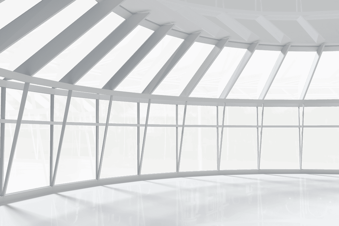 Futuristic Airport Interior with Transparent Glass Windows