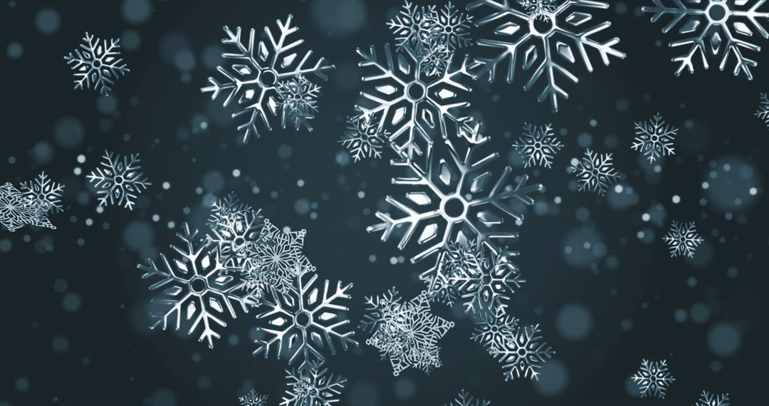 Falling Snowflakes with Dark Background and Soft Lights