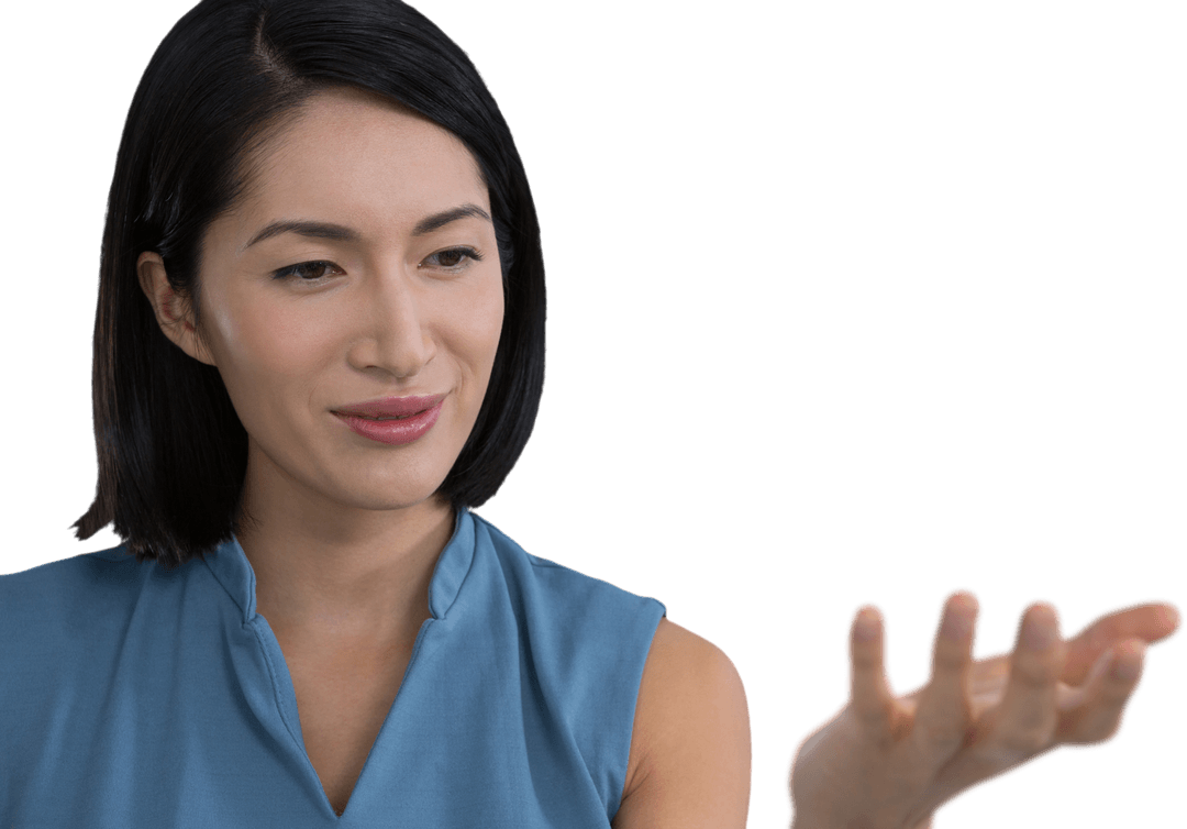 Transparent Gesture Woman Holding Invisible Object
