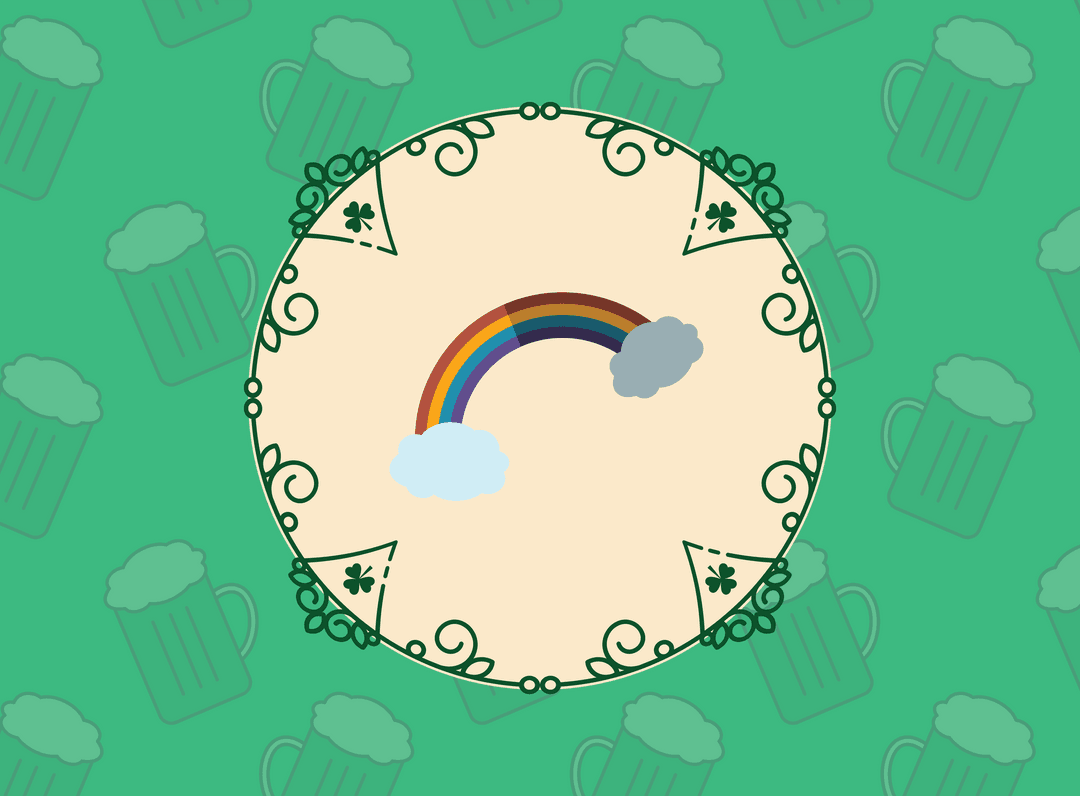 Abstract St. Patrick's Day Design with Rainbow on Transparent Background