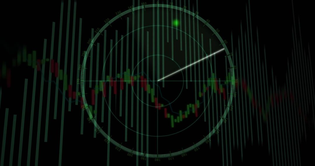 Futuristic Radar Display with Financial Analytics Overlay
