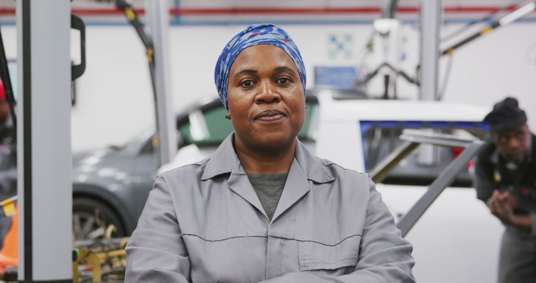 Portrait of Confident African Female Mechanic in Repair Shop Environment - Free Images, Stock Photos and Pictures on Pikwizard.com