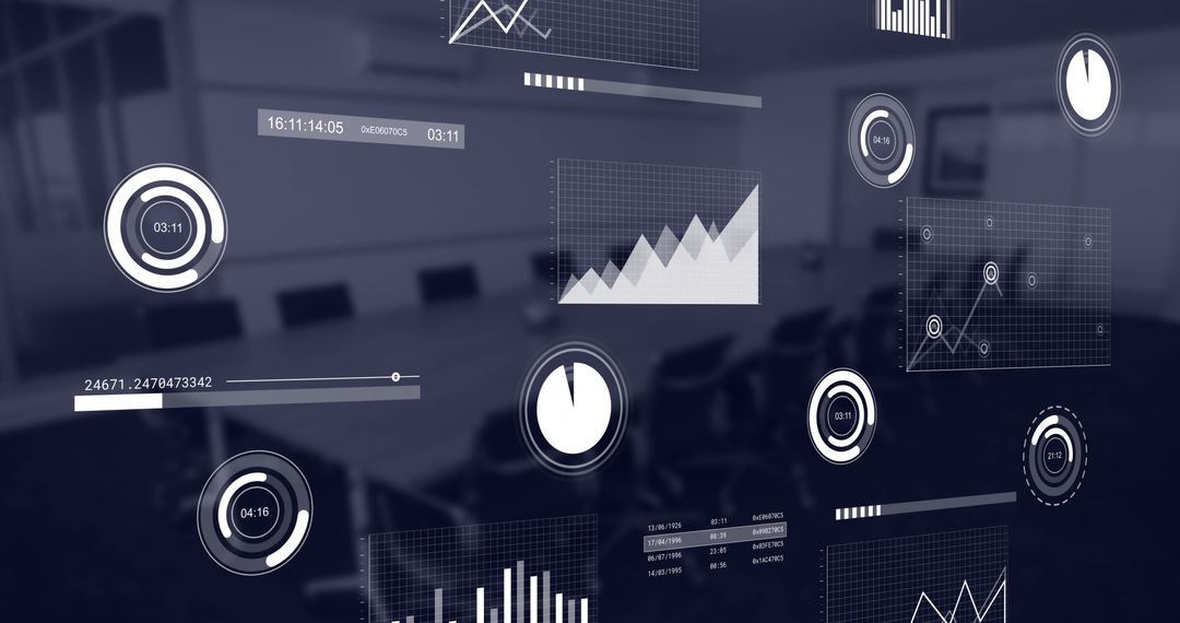 Digital Interface with Financial Data in Empty Office