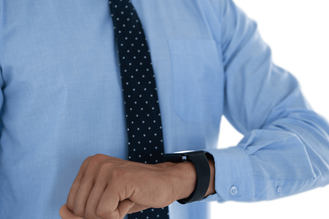Transparent Image of Businessman Checking Smartwatch