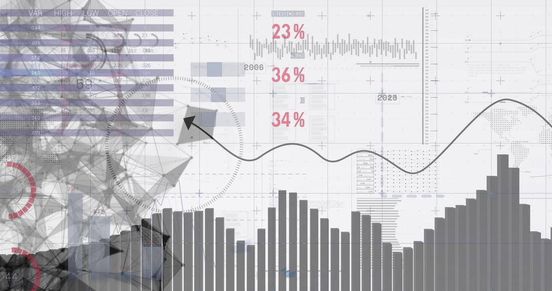 Abstract Data Processing and Analysis on White Background