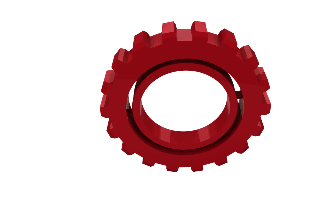 Glossy Transparent Red Gear Icon with Depth