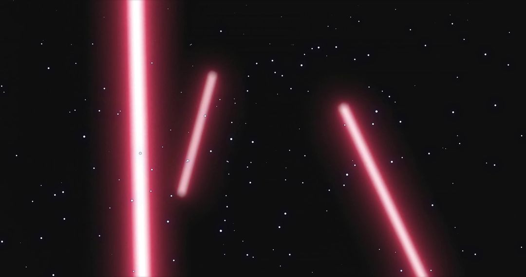 Falling Snow and Neon Lines on Black Cosmic Background