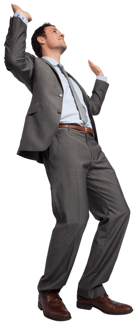 Transparent Businessman Celebrating with Joyful Expression