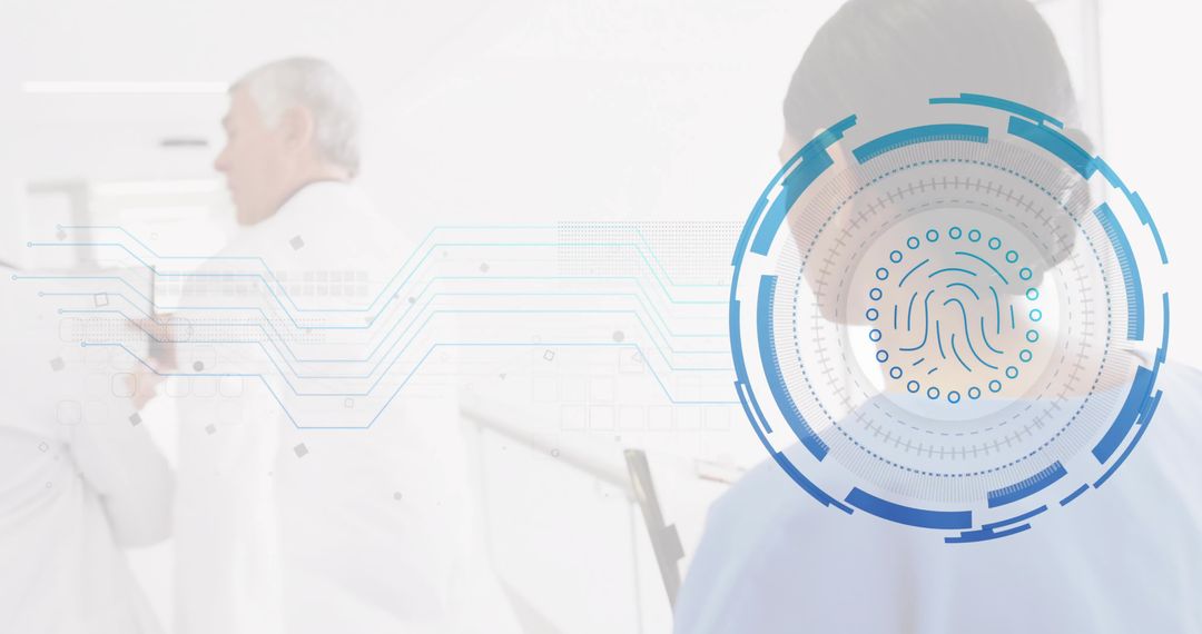 Doctors and Technology Concept with Futuristic Fingerprint Scanner
