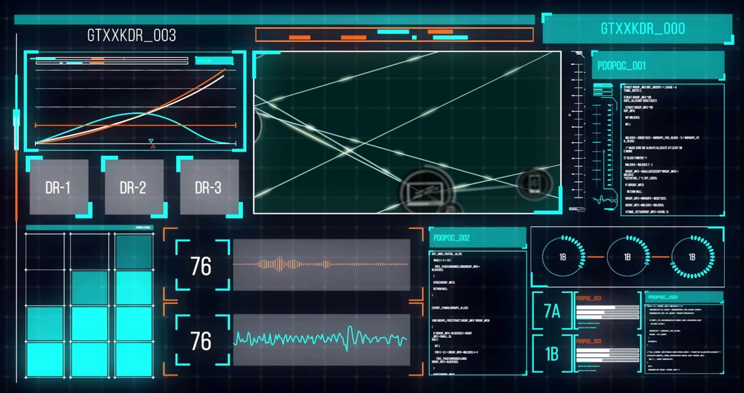 Digital interface display with data processing dashboard