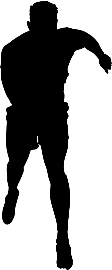 Transparent Silhouette Male Rugby Player Running Dynamic Pose