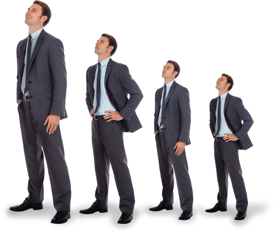 Transparent Group of Businessmen each Gradually Decreasing in Height