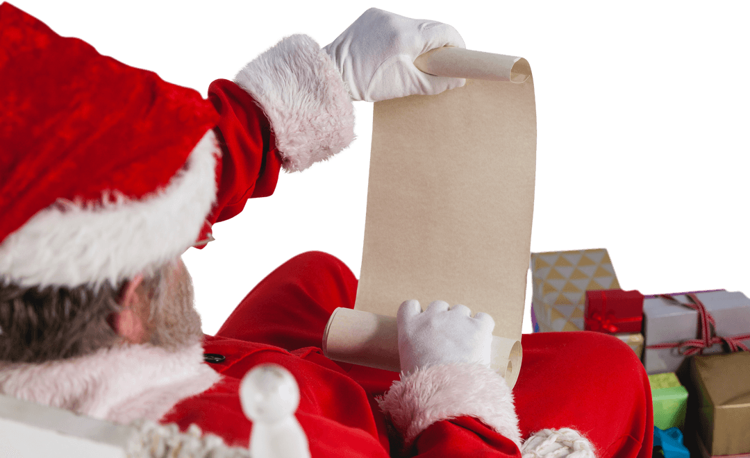 Santa Claus Transparently Reading Christmas Wish List