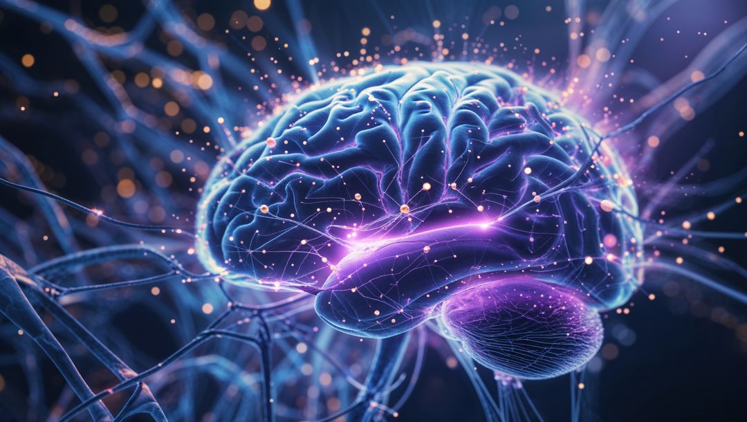 Digital Brain in Glowing Neural Network Space