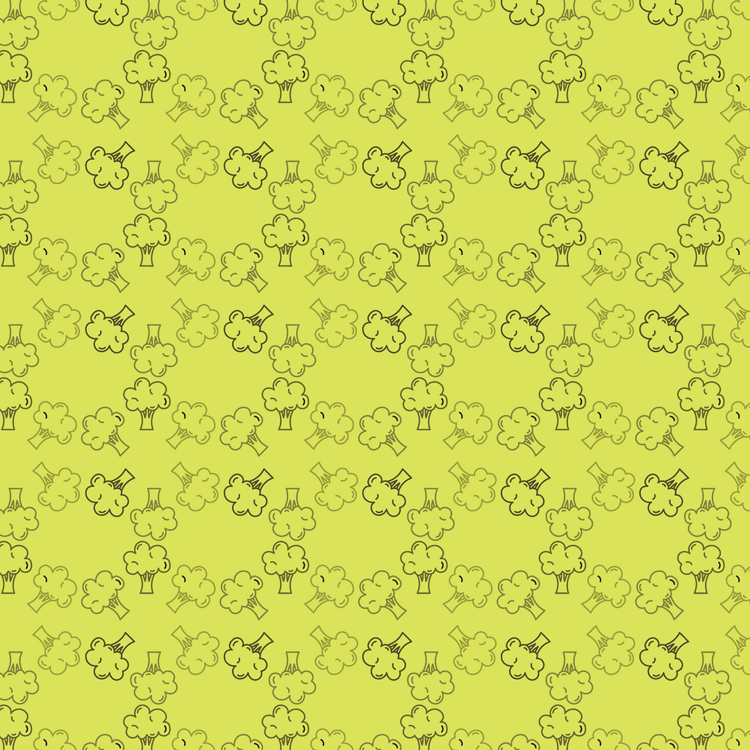 Green Pattern with Tree and Watering Can on Transparent Background