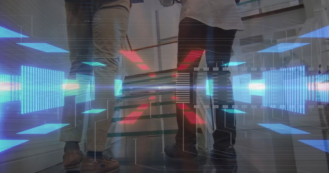 Engineers Analyzing Holographic Data in High-Tech Laboratory