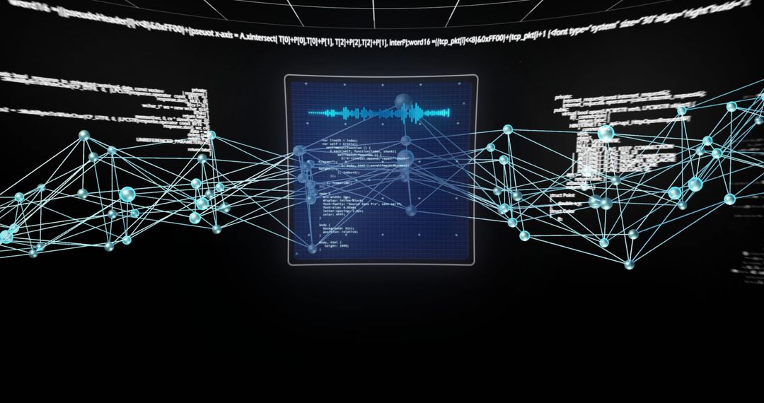 Digital Data Networks and Connections on Dark Background