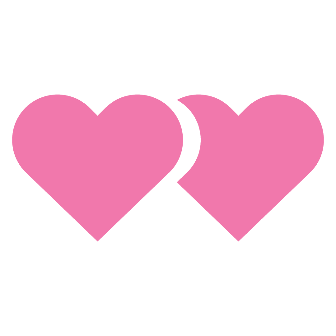 Two Pink Hearts Connected Illustration on Transparent Background