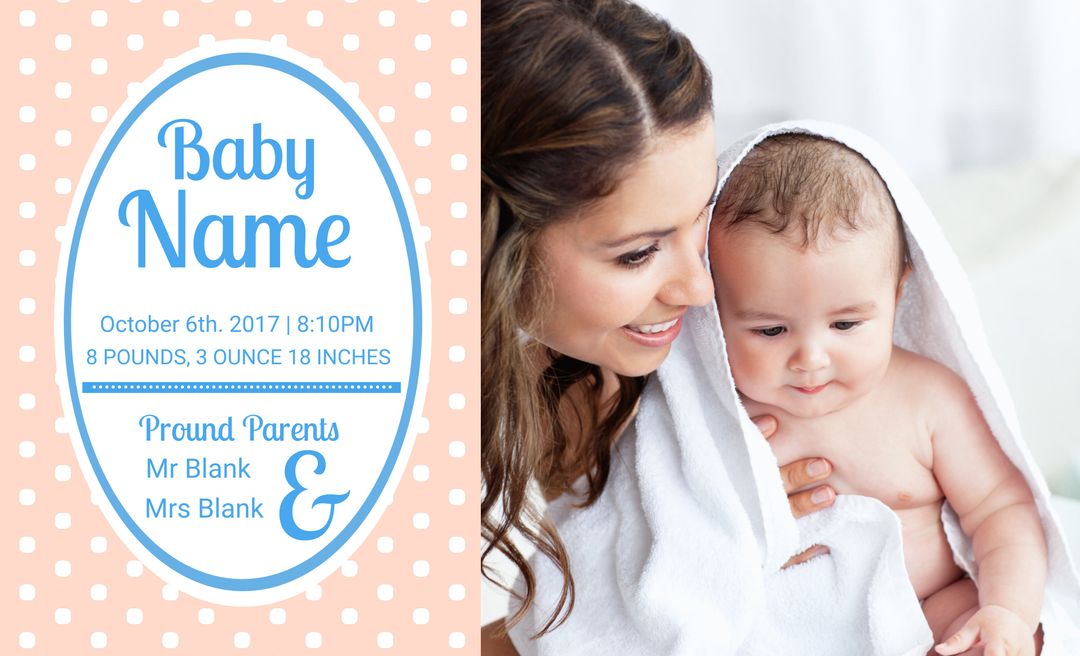 Baby Birth Announcement with Mother Holding Newborn