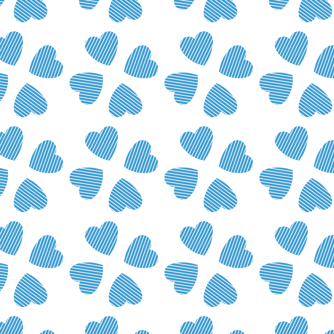 Pattern of Blue Hearts on Transparent Background for Design and Crafts