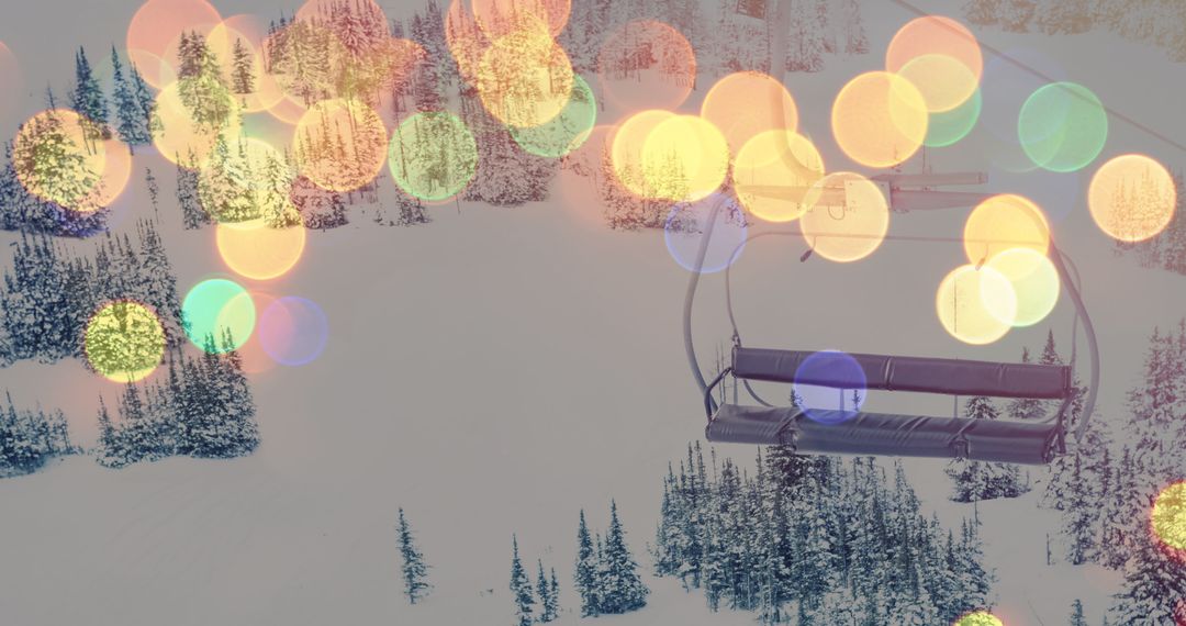 Magical Winter Landscape with Festive Bokeh Lights