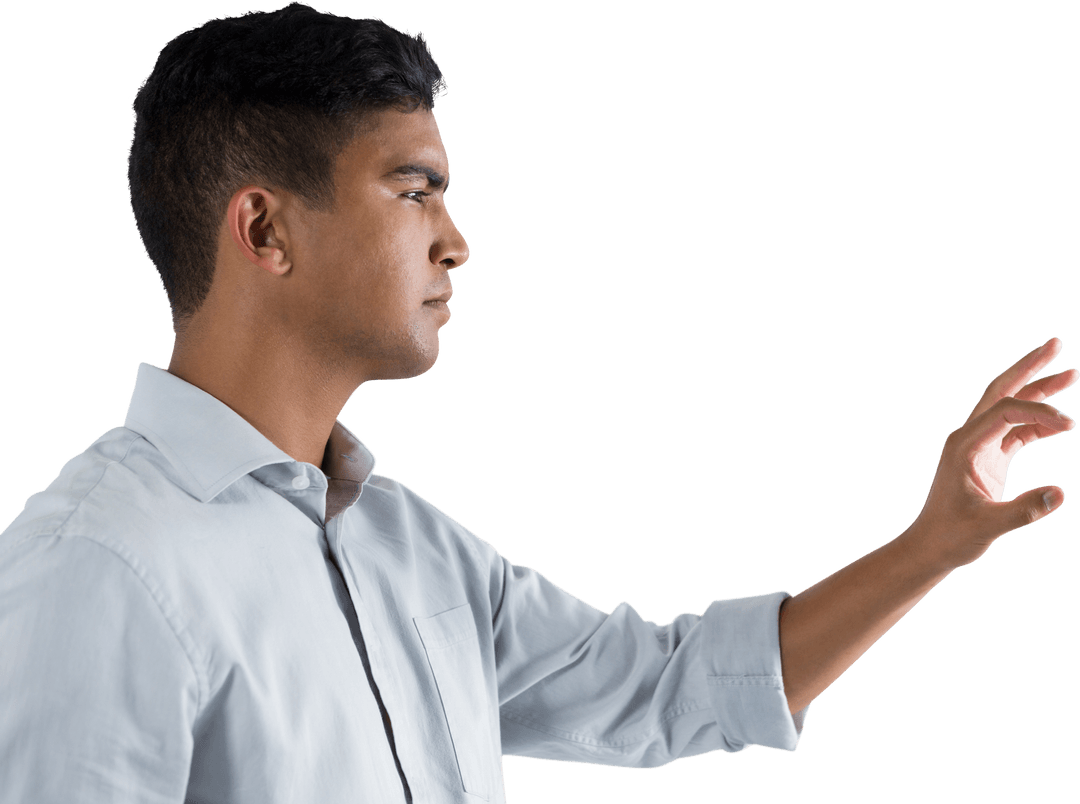 Transparent Interaction Man Touching Virtual Interface - Download Free Stock Images Pikwizard.com