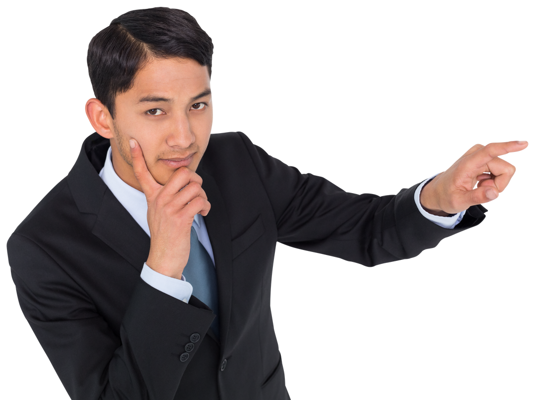 Businessman Pointing with Confident Expression on Transparent Background - Download Free Stock Images Pikwizard.com