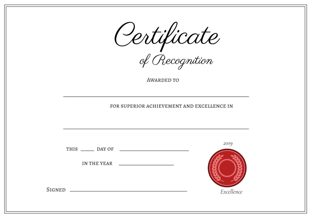 Elegant Certificate Template with Red Seal for Recognizing Achievements - Download Free Stock Templates Pikwizard.com