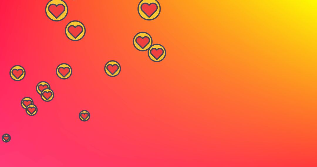 Floating Heart Emoticons on Vibrant Gradient Background
