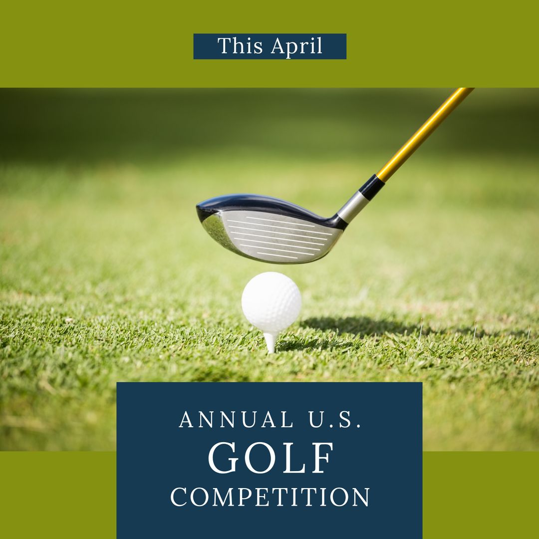 Promotional Banner for Annual U.S. Golf Competition with Golf Ball and Club - Download Free Stock Templates Pikwizard.com