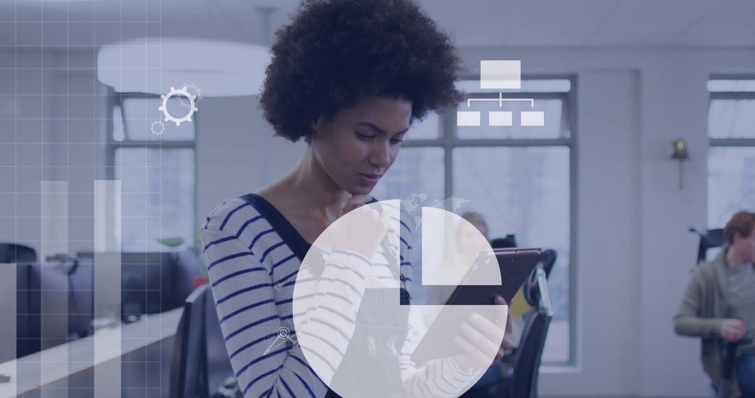 Professional Woman Using Tablet for Office Collaboration