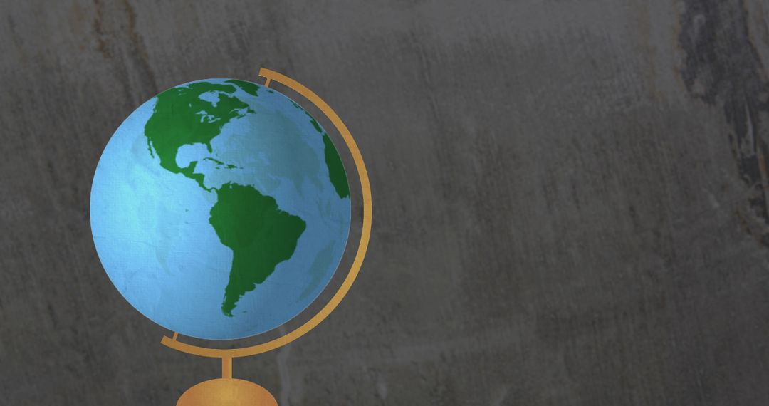 Spinning Classroom Globe on Gray Background