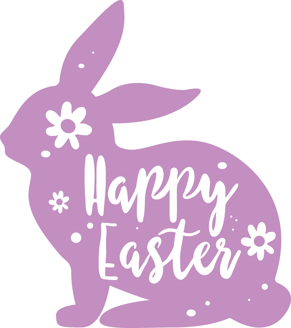 Happy Easter Rabbit Illustration on Transparent Background