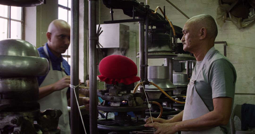 Two Men Working in a Textile Factory - Free Images, Stock Photos and Pictures on Pikwizard.com