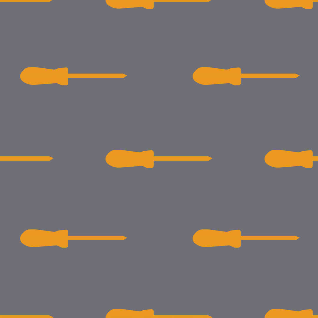 Repeat orange screwdrivers pattern on transparent grey canvas