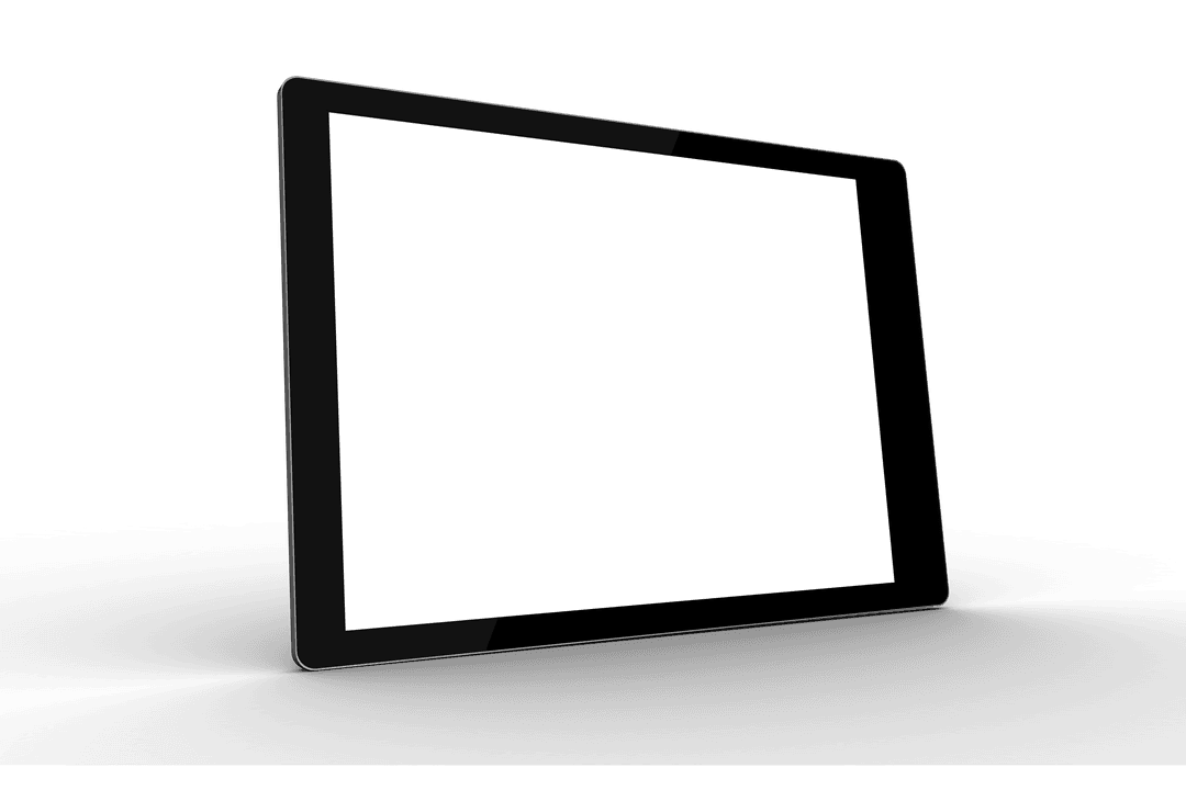 Digital Tablet with Blank Screen and Transparent Background