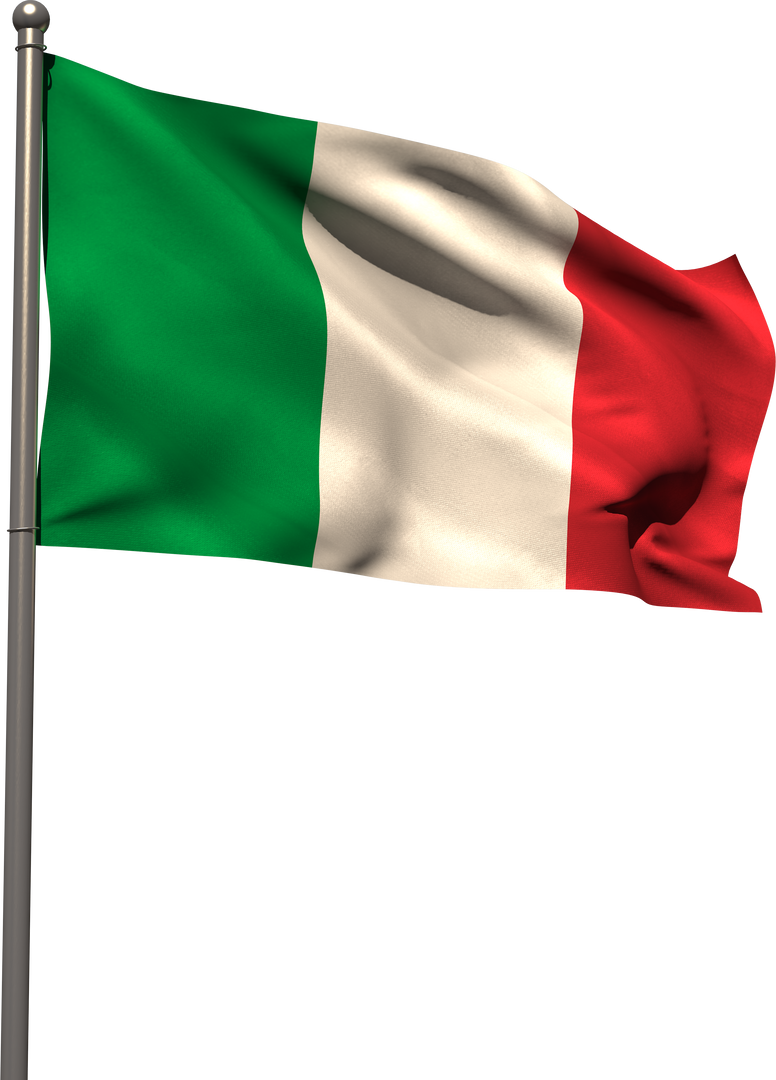 Transparent Flag of Italy on Metal Flagpole Waving in the Wind - Download Free Stock Images Pikwizard.com