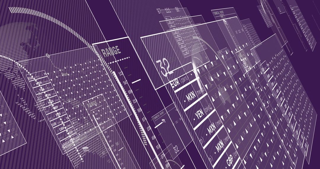 Futuristic Data Visualization on Purple Background Concept