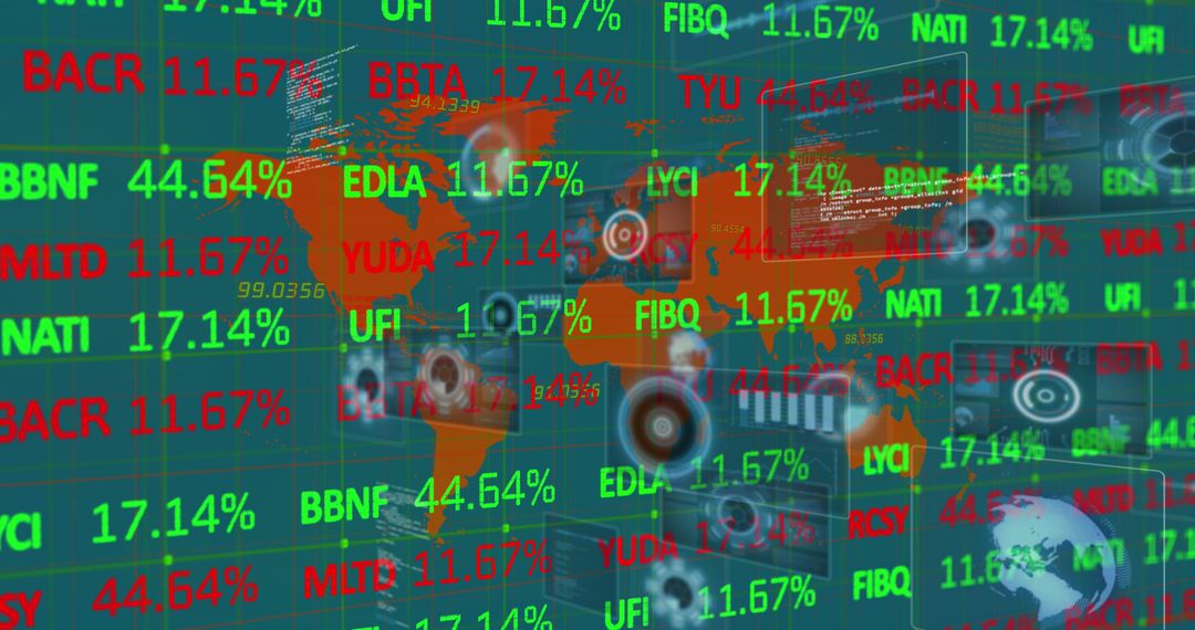 Digital Financial Data Over World Map Conceptual Display