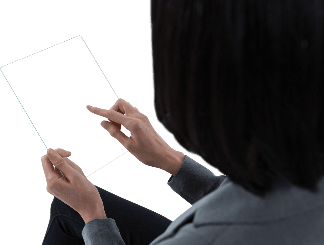 Business Professional with Transparent Tablet Technology
