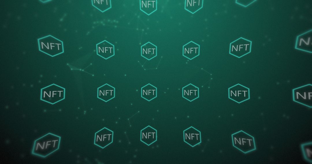 NFT Neon Hexagons on Blue Futuristic Background