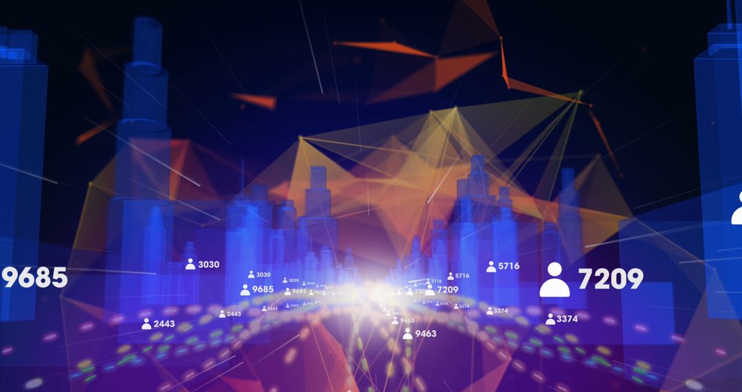 Futuristic Digital Cityscape with Data Visualization